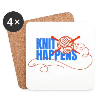 Knit Happens Logo Knit Design - Coasters (set of 4) - white - Front