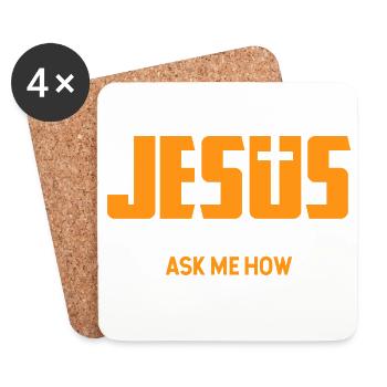Jesus Ask Me How Christian Faith Cross Design - Coasters (set of 4) - white - Front
