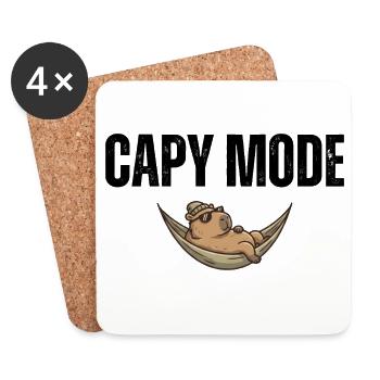 Capy Mode: Hängematten-Chill - Untersetzer (4er-Set) - Weiß - Vorne