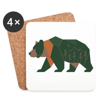 Geometric Forest Bear Moonlight - Coasters (set of 4) - white - Front