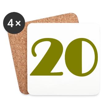 20. 20e ANNIVERSAIRE. ANNIVERSAIRE 20 ANS. 20 ANS. - Dessous de verre (lot de 4) - blanc - Devant