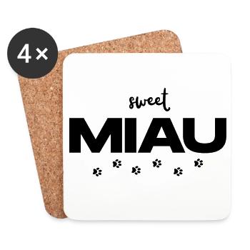 MIAU – Das süße Katzen Statement  - Untersetzer (4er-Set) - Weiß - Vorne