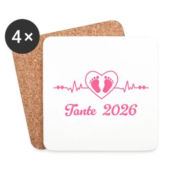 Tante Est 2026 Schwangerschaft verkünden - Untersetzer (4er-Set) - Weiß - Vorne