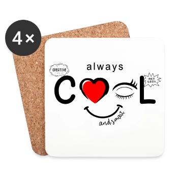 Always Cool And Smart Heart Face Wink Gift - Coasters (set of 4) - white - Front