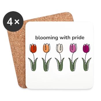 Tulipes Blooming with Pride aux couleurs lesbiennes - Dessous de verre (lot de 4) - blanc - Devant