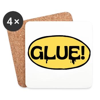 Glue! Gelbes Klebe-Logo - Untersetzer (4er-Set) - Weiß - Vorne