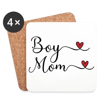 Boy mom - Untersetzer (4er-Set) - Weiß - Vorne