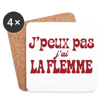 J'peux pas j'ai la flemme - Dessous de verre (lot de 4) - blanc - Devant