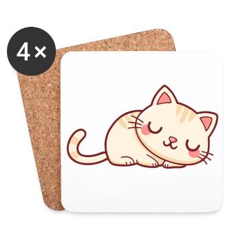 Soft Sleeper Kitten - Coasters (set of 4) - white - Front