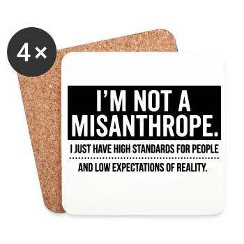 No misanthrope, just high standards (black) - Coasters (set of 4) - white - Front