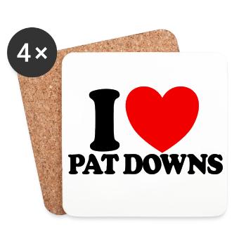 I Love Pat Down's Red Heart Funny Airport - Coasters (set of 4) - white - Front
