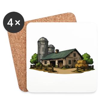 Rural barn with hay - Coasters (set of 4) - white - Front