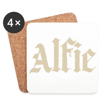 Alfie in Gothic Serif - Coasters (set of 4) - white - Front