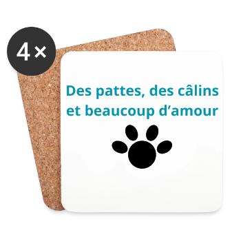 Des_pattes-_des_câlins_et_beaucoup_damour - Dessous de verre (lot de 4) - blanc - Devant