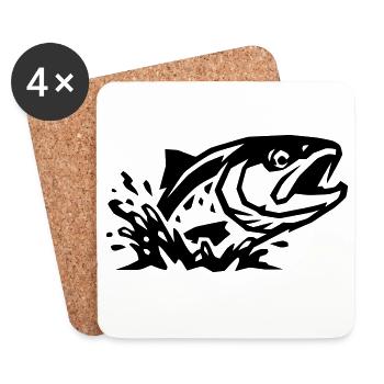 Poisson sauteur Pêche Pêche Poisson prédateur - Dessous de verre (lot de 4) - blanc - Devant
