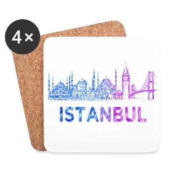 Istanbul Skyline Skizze - Untersetzer (4er-Set) - Weiß - Vorne