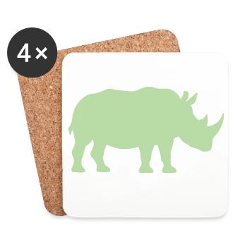 Pastel Green Rhino Silhouette - Coasters (set of 4) - white - Front