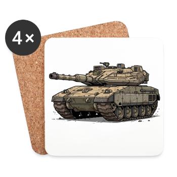 Merkava Cartoon Tank Illustration - RCCX - Coasters (set of 4) - white - Front