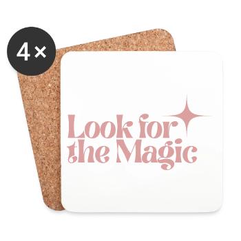 Look for the Magic Retro Pink Positive Vibes - Coasters (set of 4) - white - Front