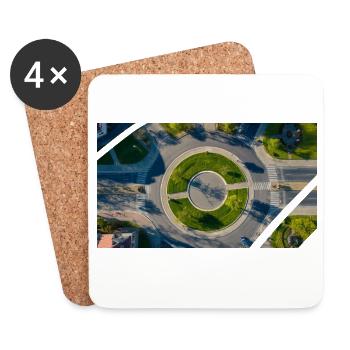 Aerial View Round Circle Green Accents - Coasters (set of 4) - white - Front