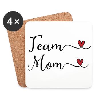 Team Mom cute Typography Design with a Heart - Coasters (set of 4) - white - Front