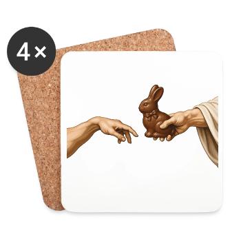 Pâques Le Lapin en chocolat de la Création Pâques drôle - Dessous de verre (lot de 4) - blanc - Devant