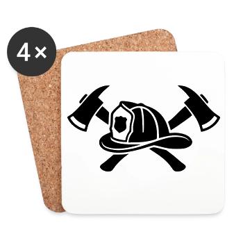 Firefighter Helmet Aexte Logo - Coasters (set of 4) - white - Front