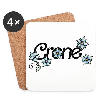 Vigne florale de grue - Dessous de verre (lot de 4) - blanc - Devant