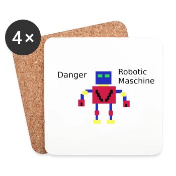 Pixelroboter  - Untersetzer (4er-Set) - Weiß - Vorne