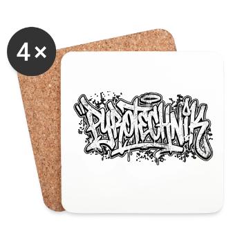 Pyrotechnik Graffiti Handschrift Tag - Untersetzer (4er-Set) - Weiß - Vorne