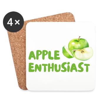 Apfel Enthusiast – Grüner Stil - Untersetzer (4er-Set) - Weiß - Vorne