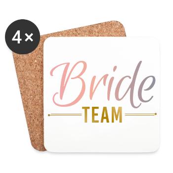 Bride Team Ringe Federn JGA Junggesellenabschied - Untersetzer (4er-Set) - Weiß - Vorne