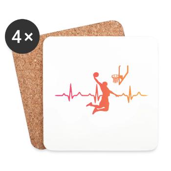 Basketball sunset heartbeat basketball - Coasters (set of 4) - white - Front
