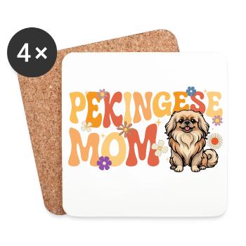 Pekingese Mom - Peke Dog Mom Lap Dog Lion Dog - Coasters (set of 4) - white - Front