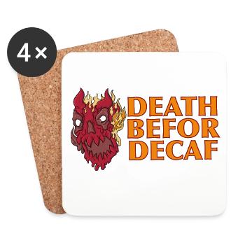 Death before Decaf: Flames Skull - Coasters (set of 4) - white - Front