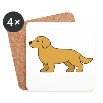Silhouette du chien labrador - Dessous de verre (lot de 4) - blanc - Devant