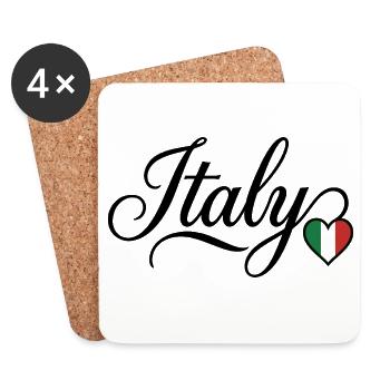 Italien Trikolore Herzschrift - Untersetzer (4er-Set) - Weiß - Vorne