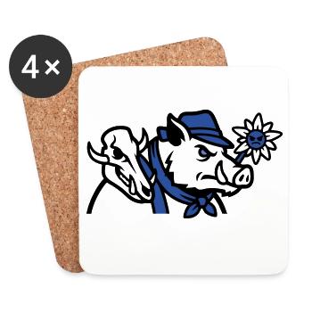 Logo du Crâne de sanglier sauvage - Dessous de verre (lot de 4) - blanc - Devant