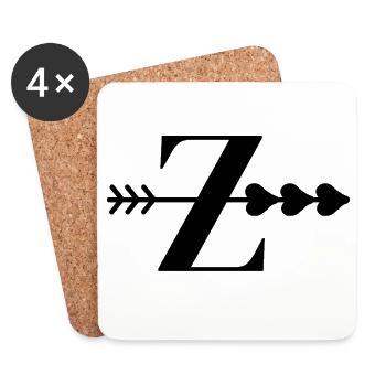 Buchstaben z, Pfeilherz - Untersetzer (4er-Set) - Weiß - Vorne