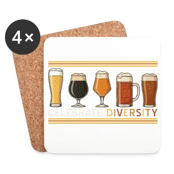 Craft Beer Vintage feiert Vielfalt und Hausbrauerei - Untersetzer (4er-Set) - Weiß - Vorne