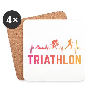 Triathlon herzschlag triathletin triathlete - Untersetzer (4er-Set) - Weiß - Vorne