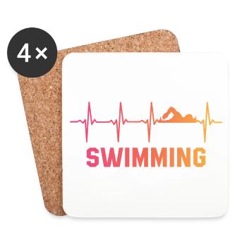 Schwimmer Herzschlag Schwimmen - Untersetzer (4er-Set) - Weiß - Vorne