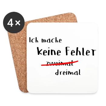Keine Fehler 2 mal - Untersetzer (4er-Set) - Weiß - Vorne