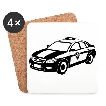 Polizei-Muscle-Car-Notfall - Untersetzer (4er-Set) - Weiß - Vorne