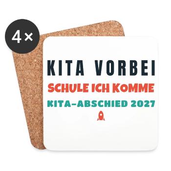 Kita Abschied 2027 Tschüss Kindergarten Schulkind - Untersetzer (4er-Set) - Weiß - Vorne