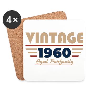 66. Geburtstag Geschenk Mann Vintage Oktober 1960 - Untersetzer (4er-Set) - Weiß - Vorne