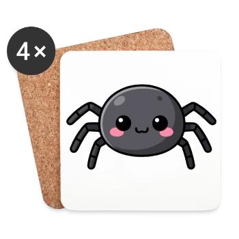 Niedliche Kawaii Halloween Spinne Geschenk Kinder  - Untersetzer (4er-Set) - Weiß - Vorne