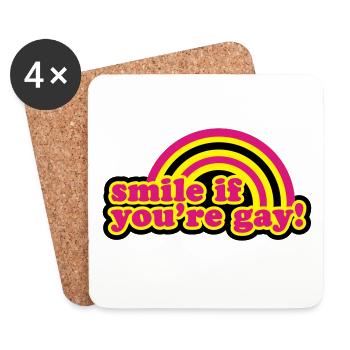 smile if you're gay - Dessous de verre (lot de 4) - blanc - Devant