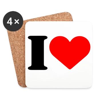 I LOVE - Untersetzer (4er-Set) - Weiß - Vorne