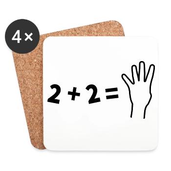 Witziges 2+2=4 Mathematik Shirt - Untersetzer (4er-Set) - Weiß - Vorne